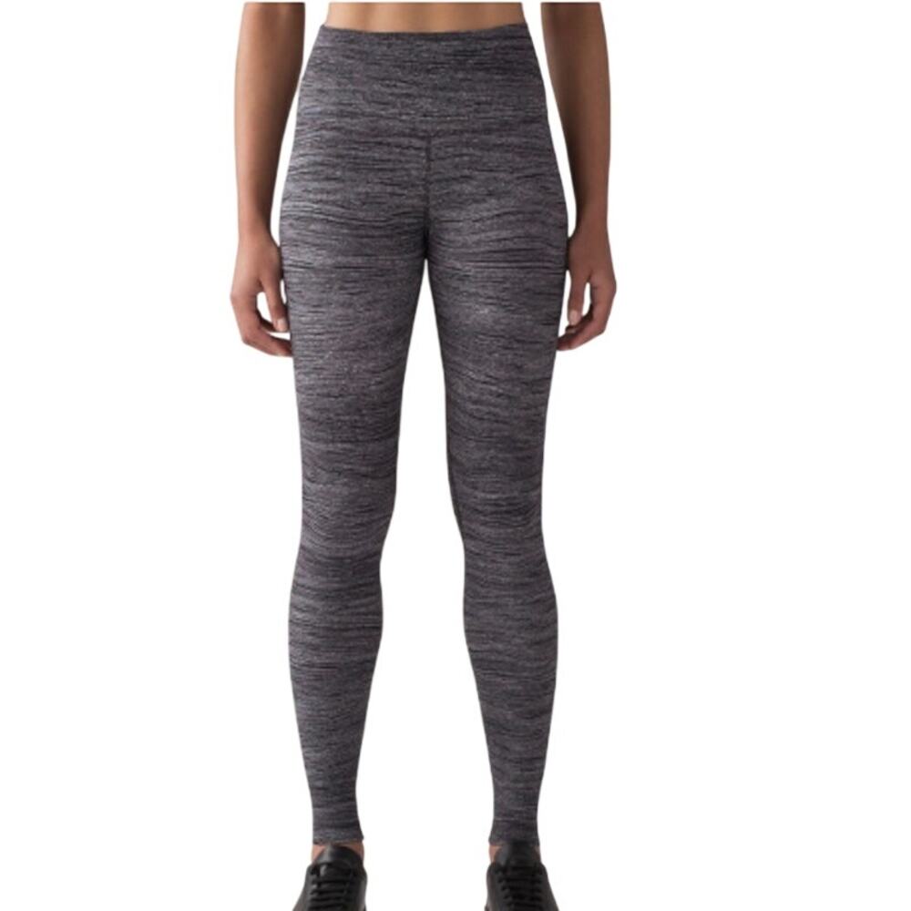 Lululemon Wunder Under Hi-Rise Tight Gray Black Athletic Workout Gym Leggings
